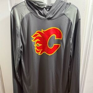 NHL Calgary Flames Gray Hoodie with Red and Yellow Accents